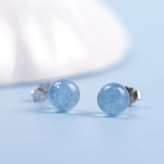 Raw Aquamarine Earrings in 925 Sterling Silver