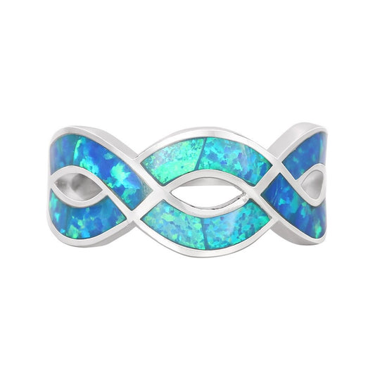 Opal Infinity Knot 925 Sterling Silver Ring
