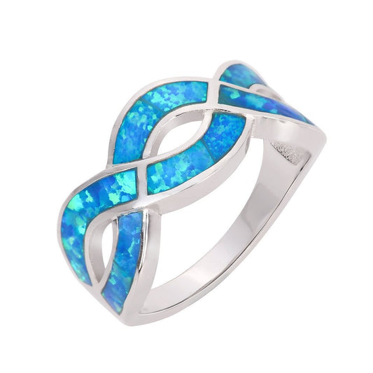 Opal Infinity Knot 925 Sterling Silver Ring