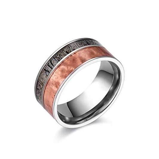 Titanium Deer Antler & Forged Copper Wedding Ring