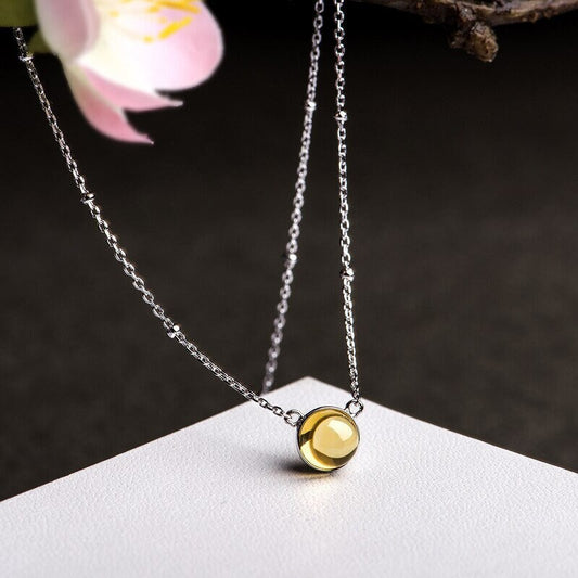 Dainty Citrine Necklace in 925 Sterling Silver