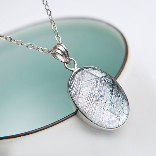 Real Gibeon Meteorite Oval Shaped Pendant