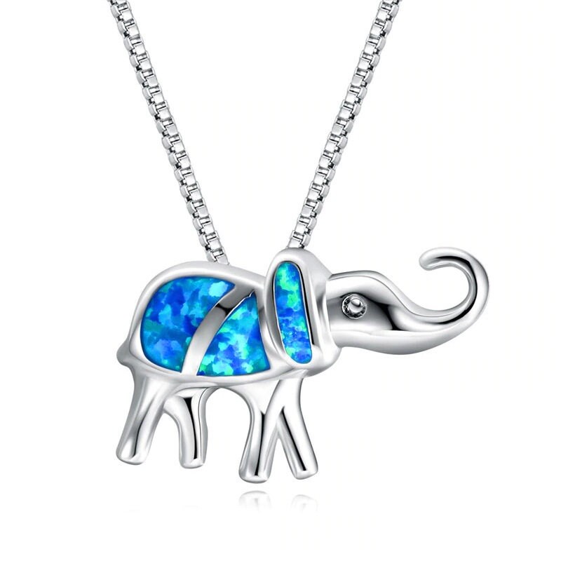 Opal Elephant Necklace