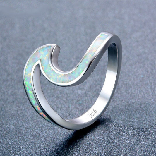 Opal Wave Ring in 925 Sterling Silver