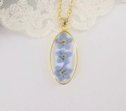 Gold Forget-Me-Not Flower Necklace