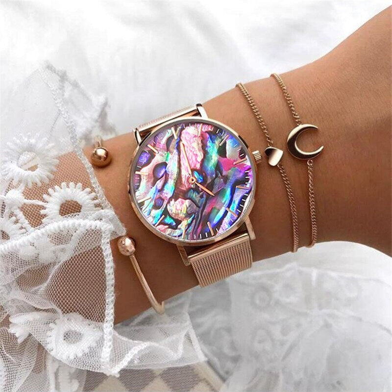 Rose Gold Abalone Shell Watch