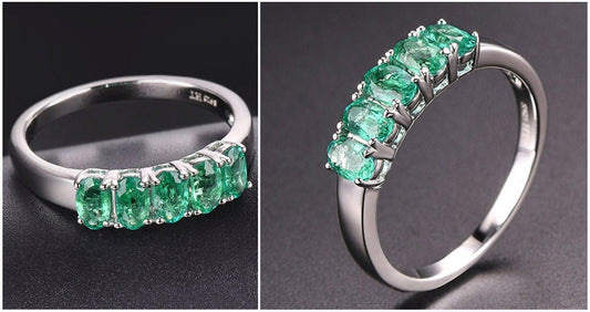 Natural Emerald Engagement Ring