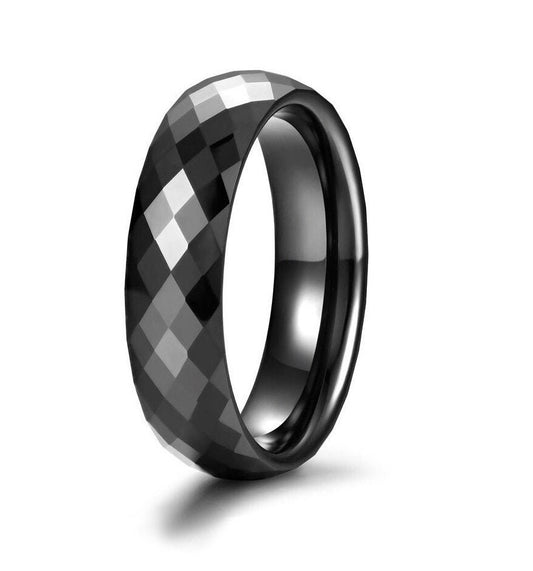 Faceted Black Ceramic Scratch Proof Ring