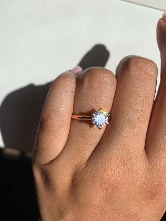 6 Prong Solitaire Ring in Rose Gold