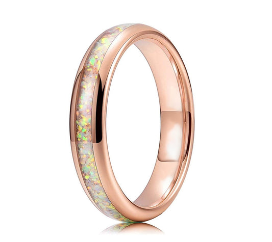 Fire Opal Wedding Band for Her