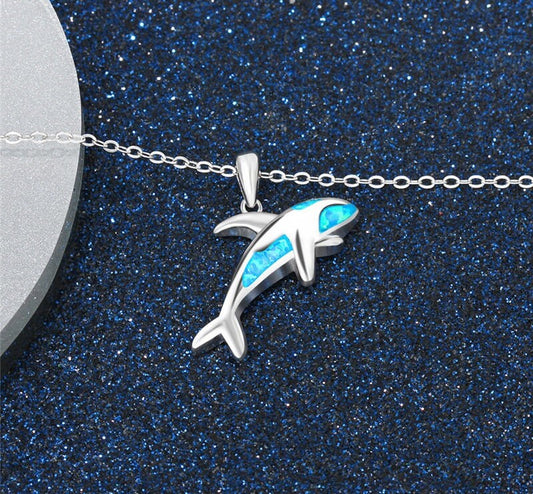 Opal Orca Necklace 925 Sterling Silver