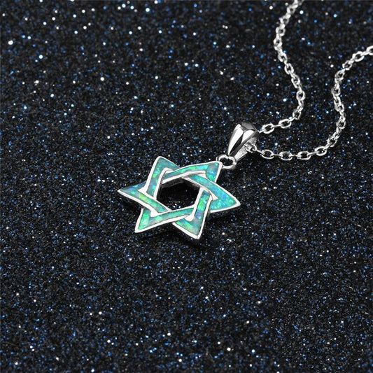 Star of David Opal Necklace