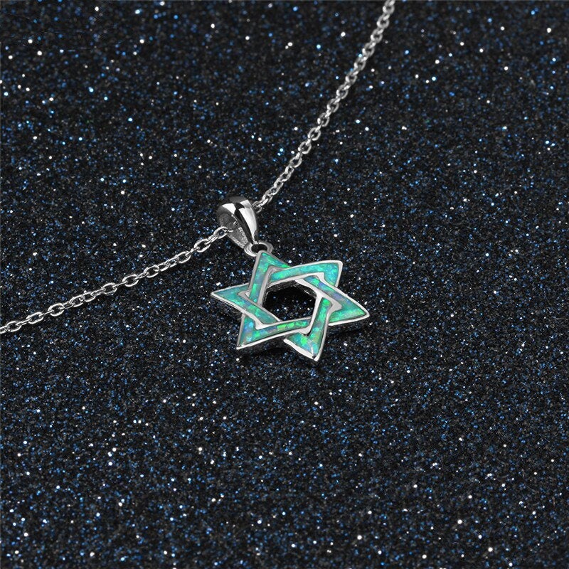 Star of David Opal Necklace