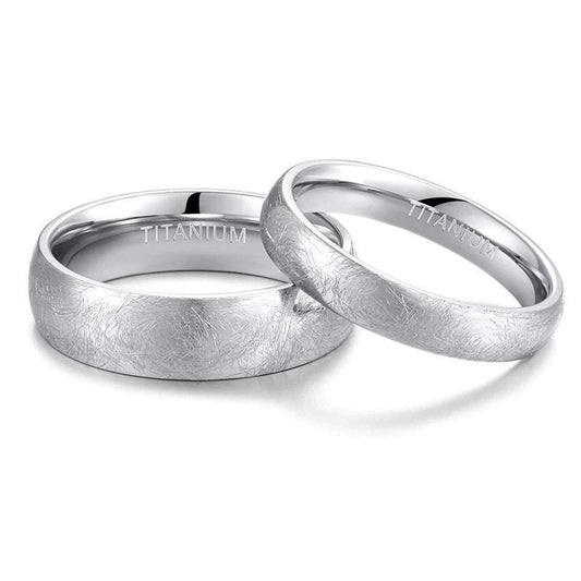 Brushed Silver Titanium Wedding Rings