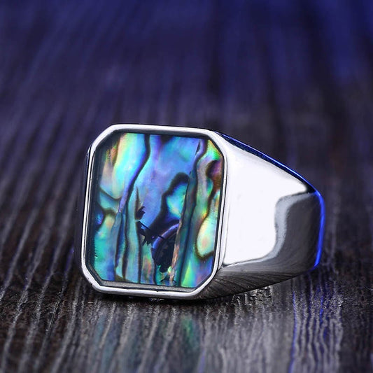 Abalone Shell Signet Ring