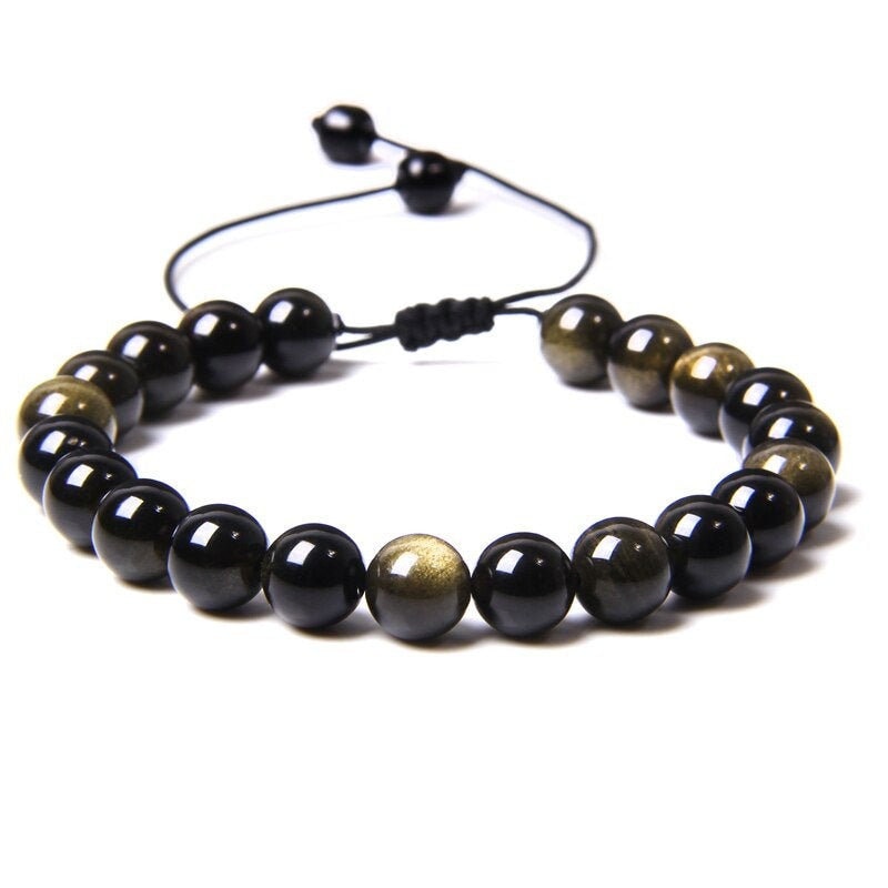Bracelet obsidienne doré