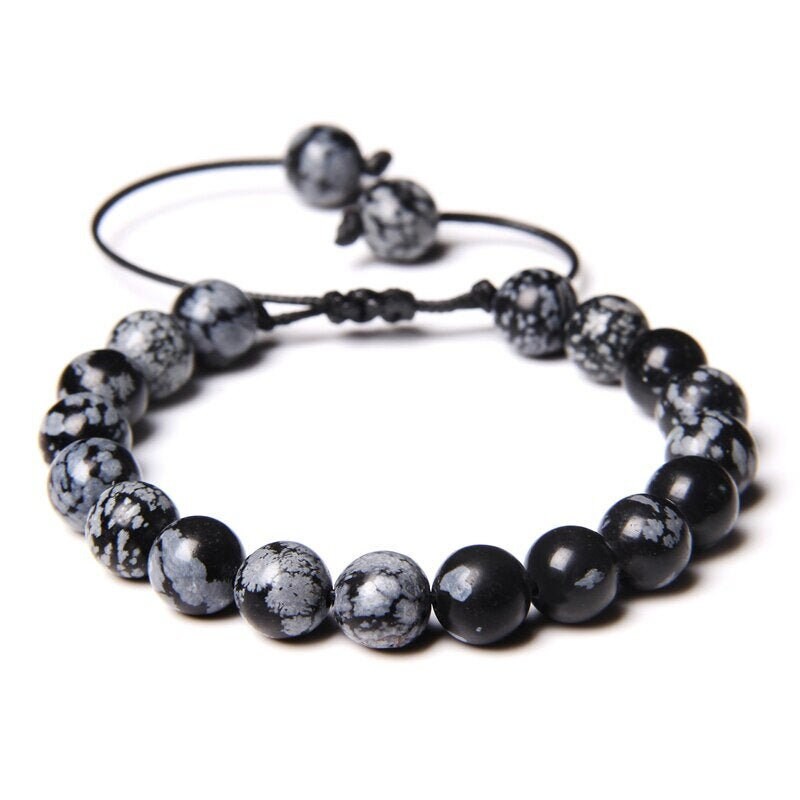 Bracelet obsidienne flocon de neige
