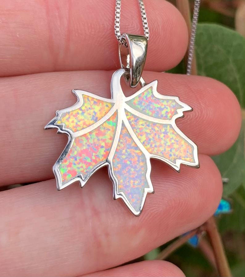 Opal Maple Leaf Necklace