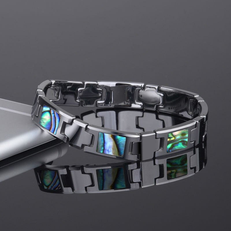 Abalone Shell Men's Bracelet in Tungsten