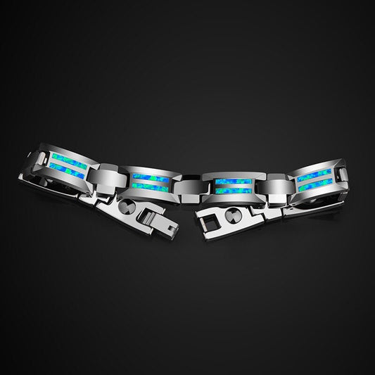 Bracelet pour homme en opale de feu en tungstène