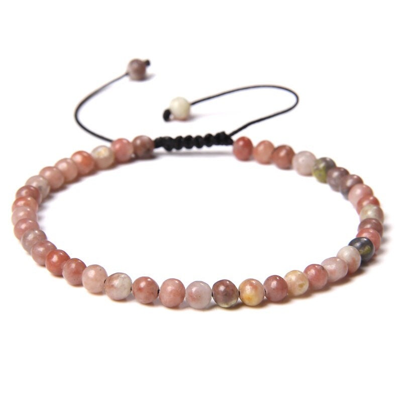 Bracelet Rhodochrosite sur Corde Ajustable 4mm