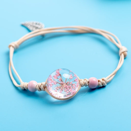 Pink Queen Anne's Lace Flower Bracelet