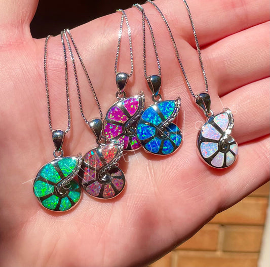 Collier de coquille d'ammonite d'opale verte