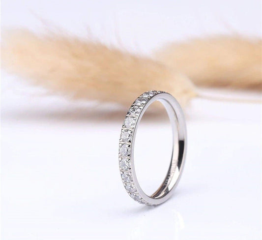 Dainty Wedding Band with Cubic Zirconias