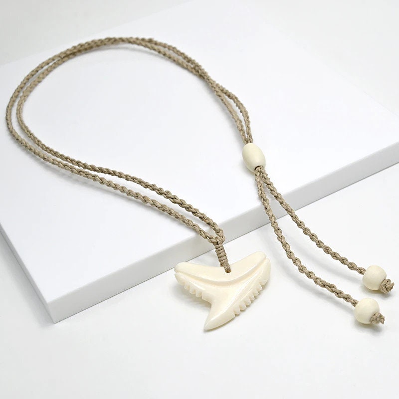 Carved Shark Tooth Bone Necklace