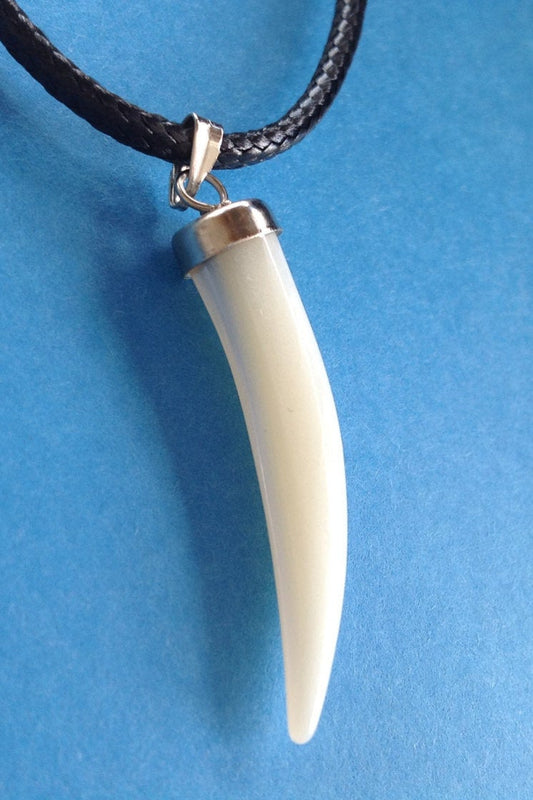 Mother of Pearl Wolf Tooth Necklace