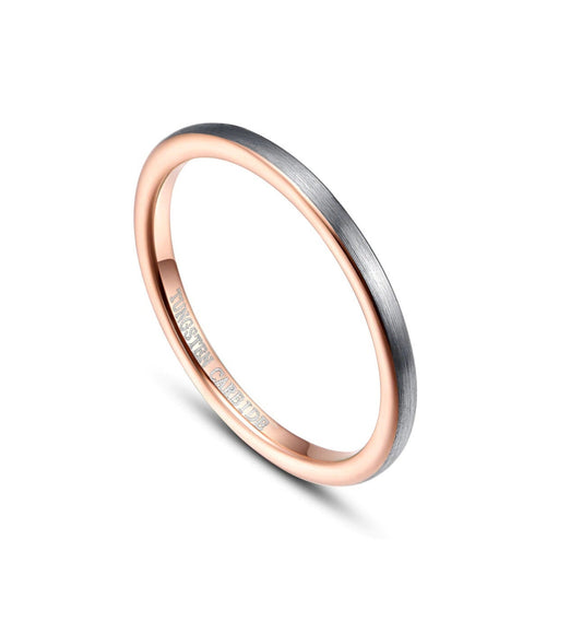 Rose gold and silver wedding band crafted in 2mm.