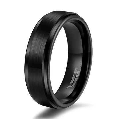 Elegant brushed black Tungsten men’s wedding ring 6mm