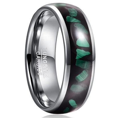 Malachite ring silver, with a domed 8mm comfort fit band.