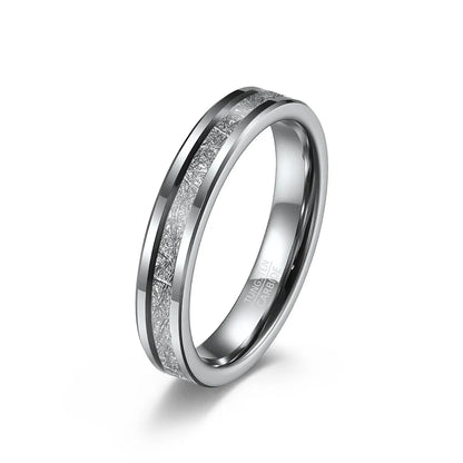 4mm Tungsten ring with meteorite inlay – comfort fit women's wedding band