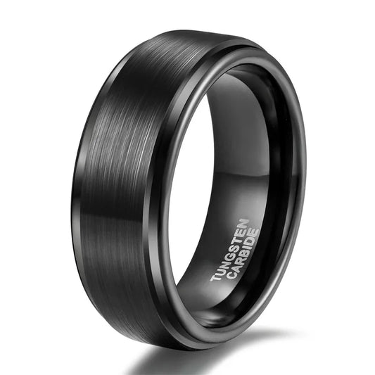 Wide black Tungsten wedding band for men 8mm