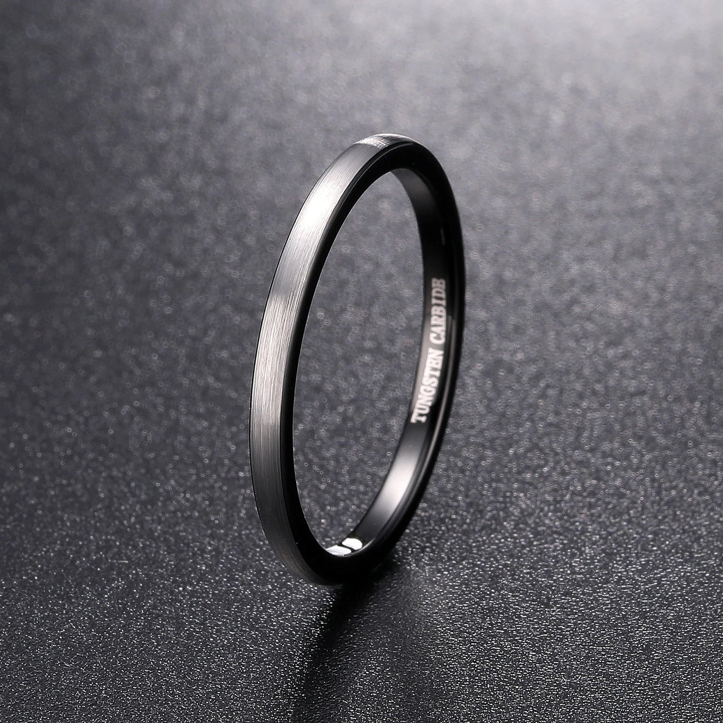 Black and silver ring ladies, crafted from Tungsten with a comfort fit band.