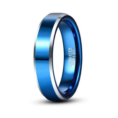 5mm blue Tungsten ring with beveled edges for a sleek modern look