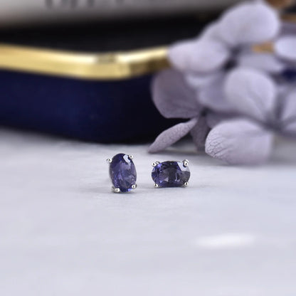 Silver Iolite Studs