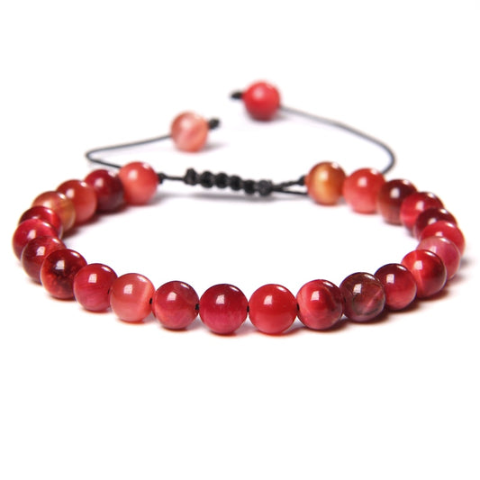 Fiery Peach Tiger Eye Bracelet on Adjustable Rope