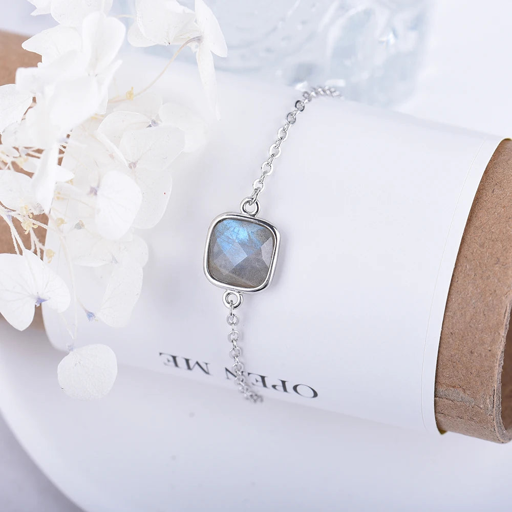 Faceted Square Labradorite Bracelet