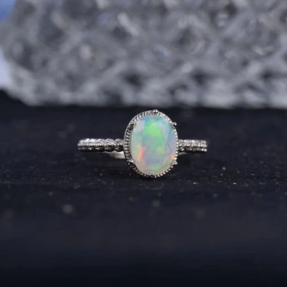 Faceted Opal Engagement Ring