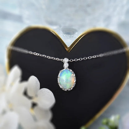 Silver Filigree Opal Necklace