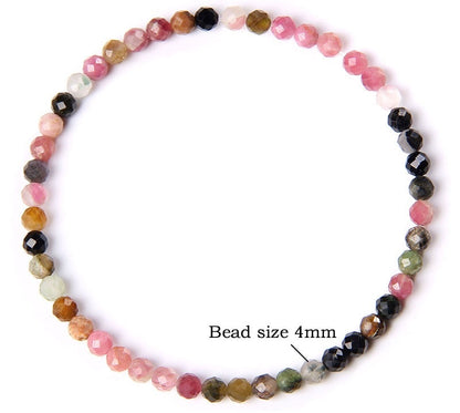 Bracelet Tourmaline Pastèque Facetté Élastique 4mm