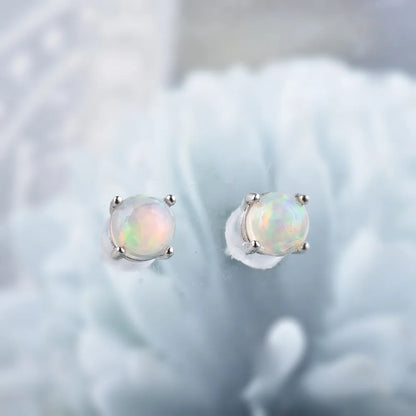 Round Opal Studs