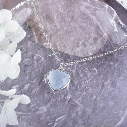 Frosty Aquamarine Heart Necklace