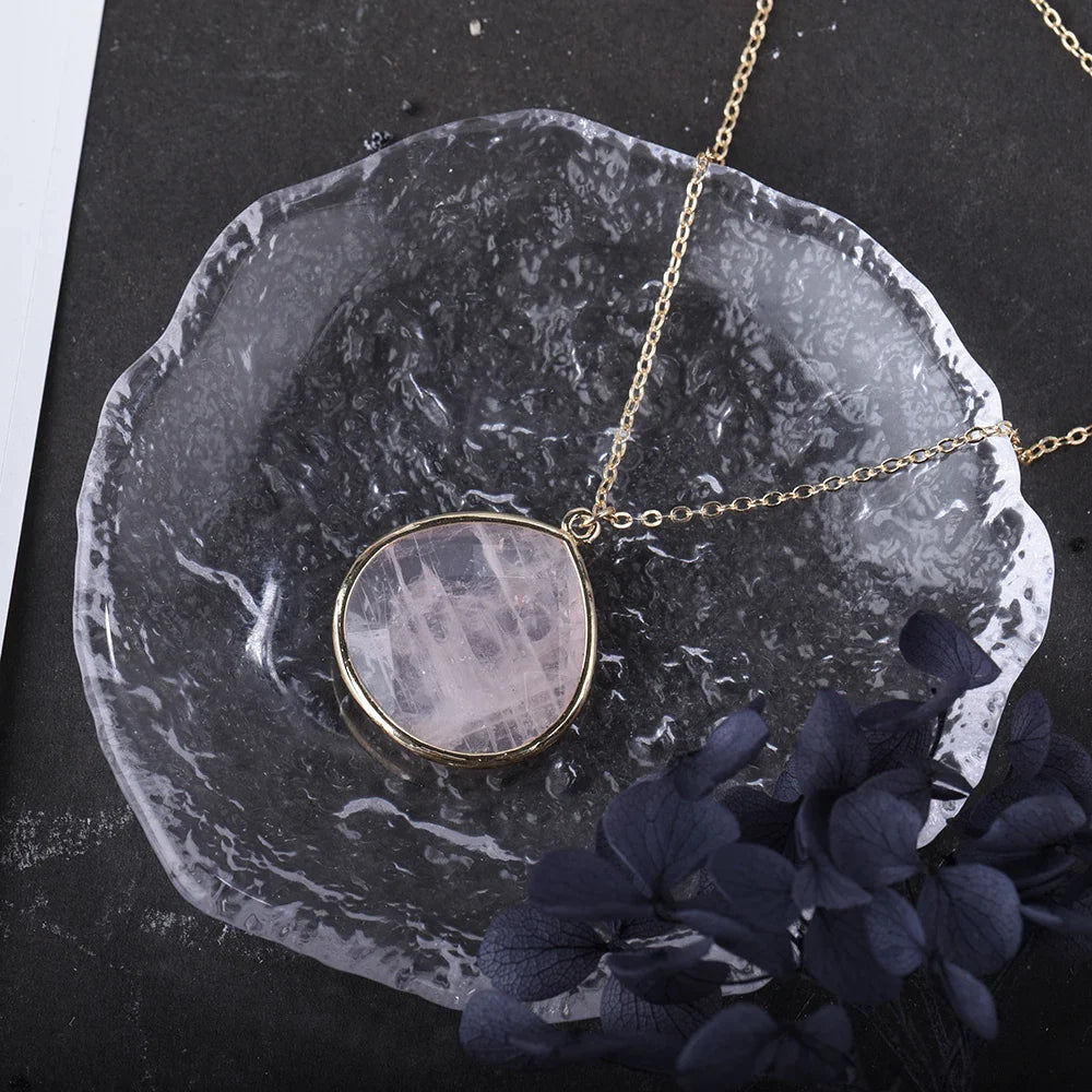 14k Gilded Rose Quartz Teardrop