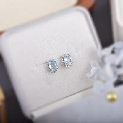 Ocean Blue Topaz Studs