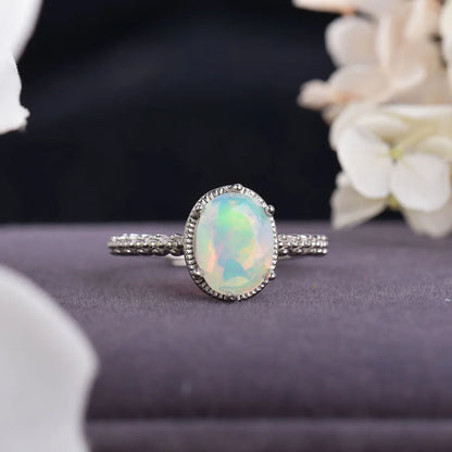 Faceted Opal Engagement Ring