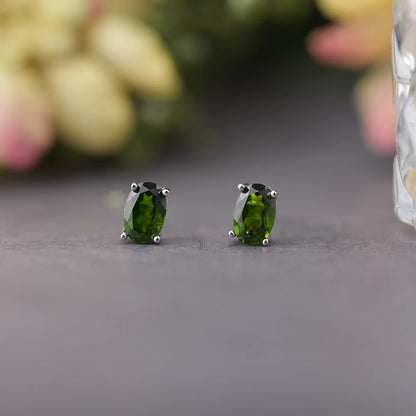 Green Chrome Diopside Studs