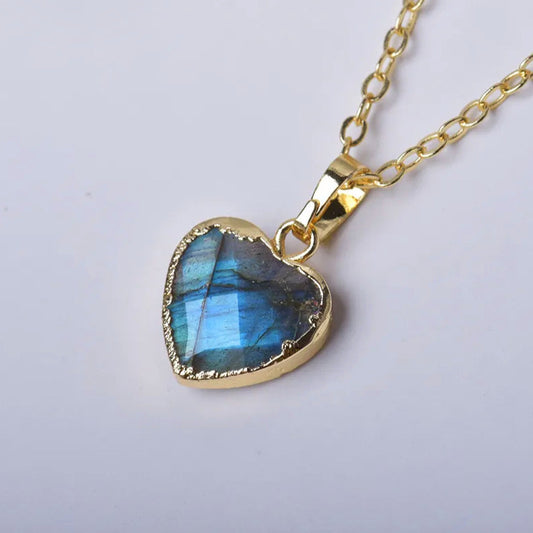 14k Gilded Labradorite Heart Necklace